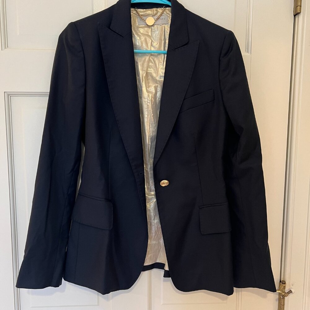 Stella McCartney Blazer Jacket Navy Size IT 36 US Sz 0-2 Wool Mohair Tailored